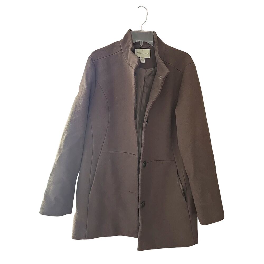 Appleseed's Brown Wool Blend Button Front Casual Overcoat Jacket Womans Size XL‎